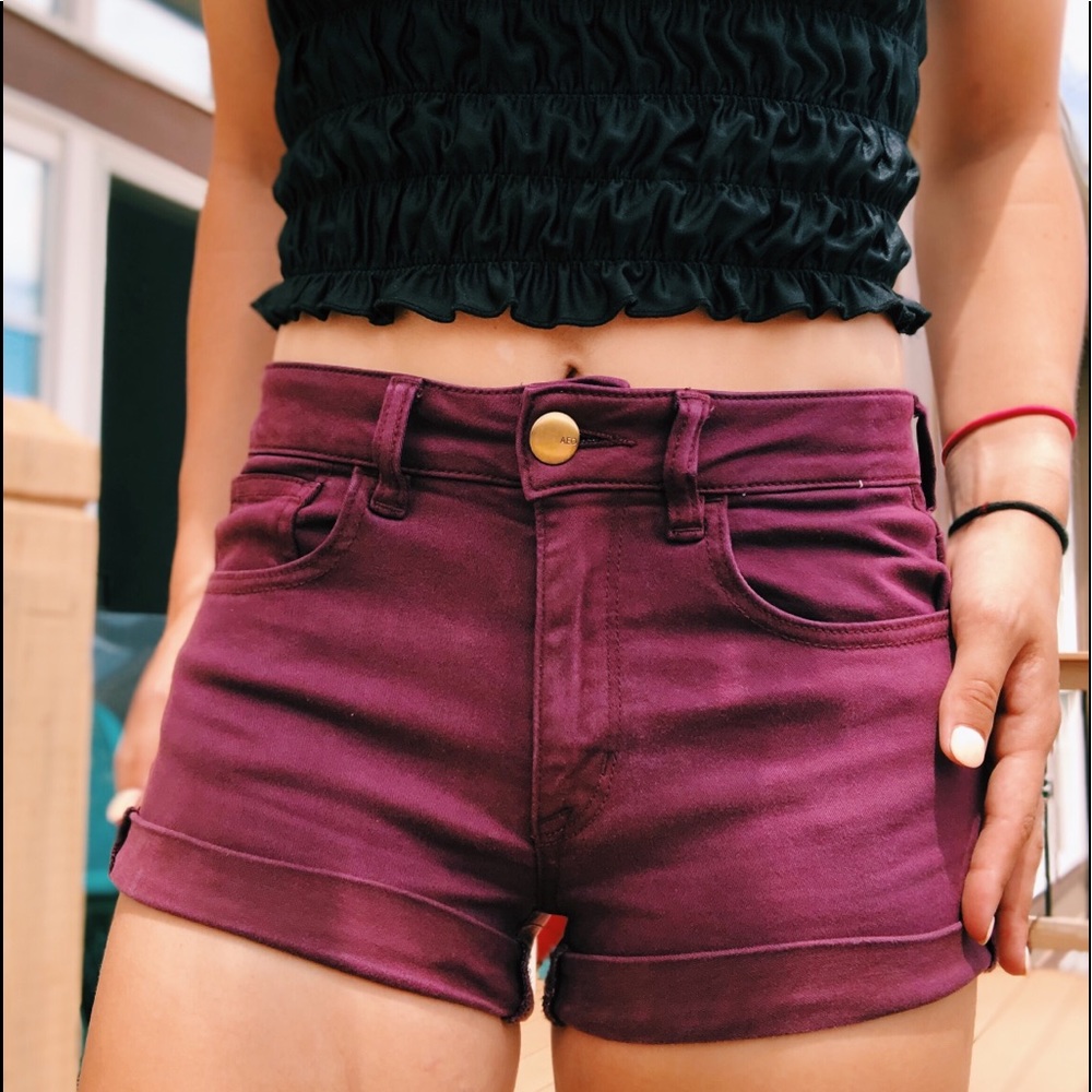American Eagle Maroon Jean Shorts